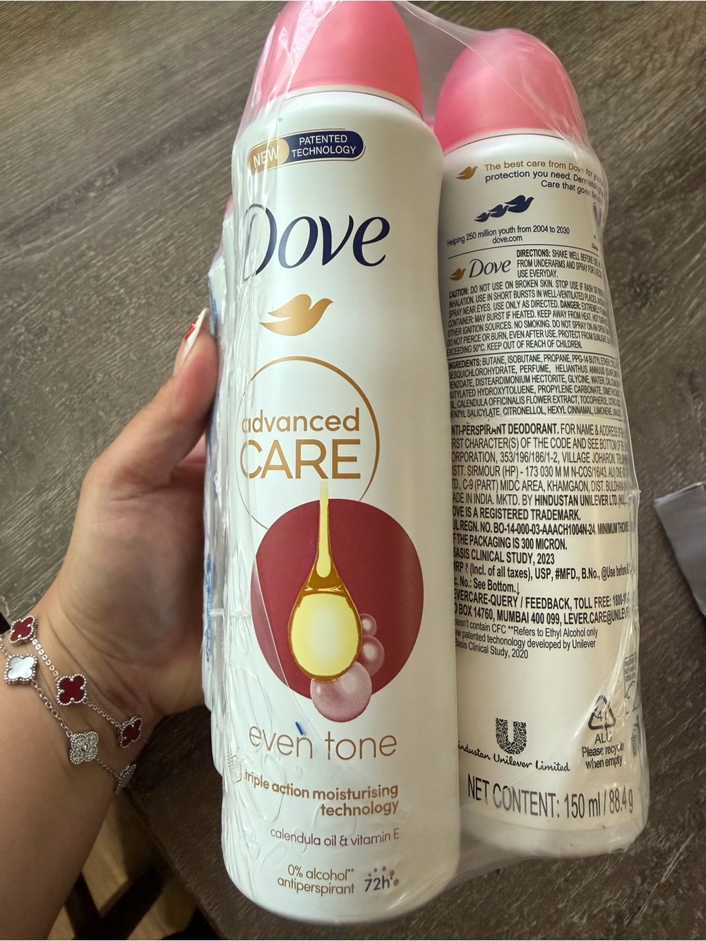 0% alcohol- (6) Dove Advanced Care Even Tone women’s deodorant